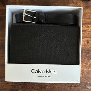 Calvin Klein Textured Black Belt Bag